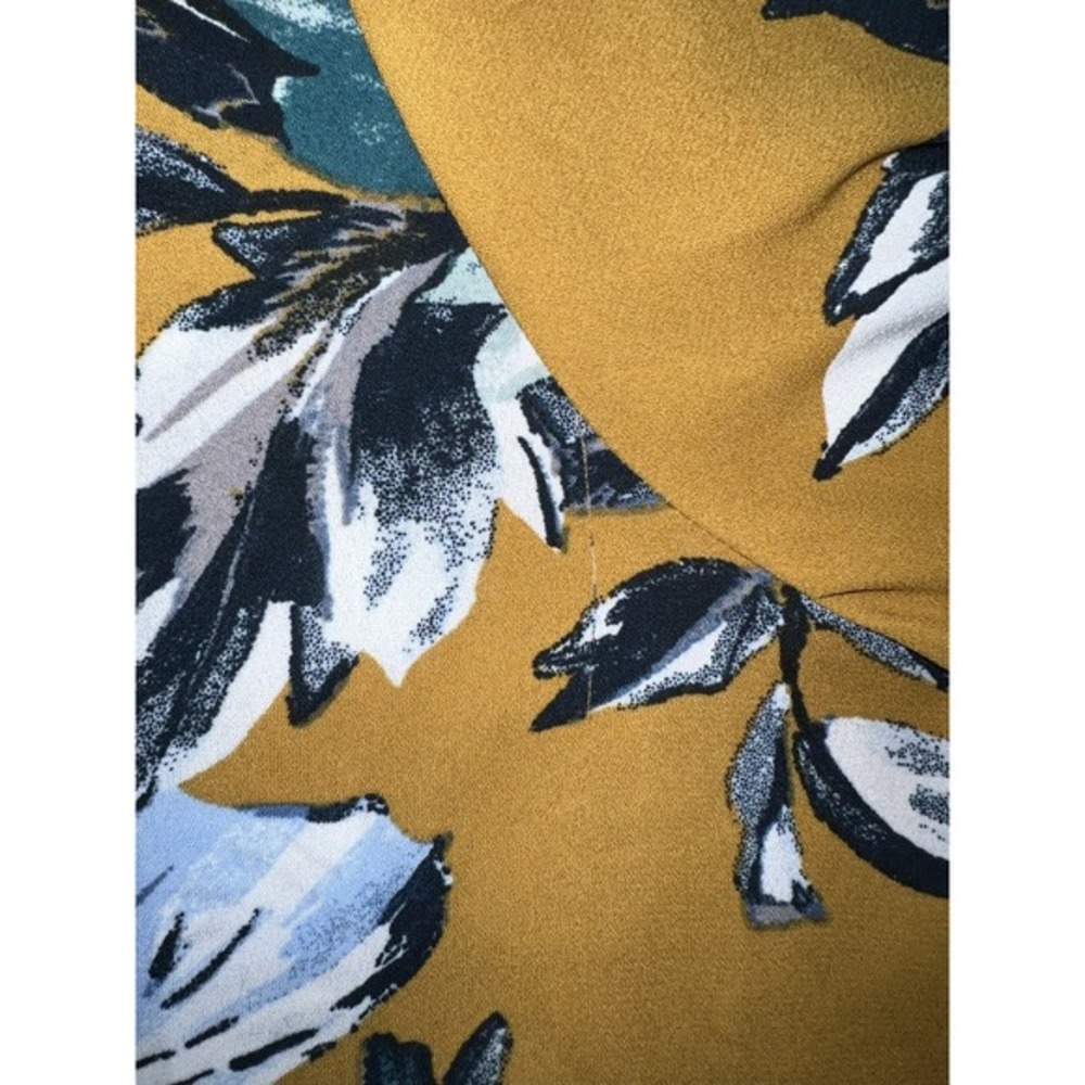 Van Heusen Top Women's Size‎ XXL Mustard Blue Floral 3/4 Sleeve Pullover Blouse - Picture 7 of 10